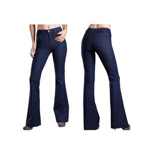 J Brand 2-Way Stretch Denim Flare Jeans Womens 31 Dark Wash Cotton/Polyester